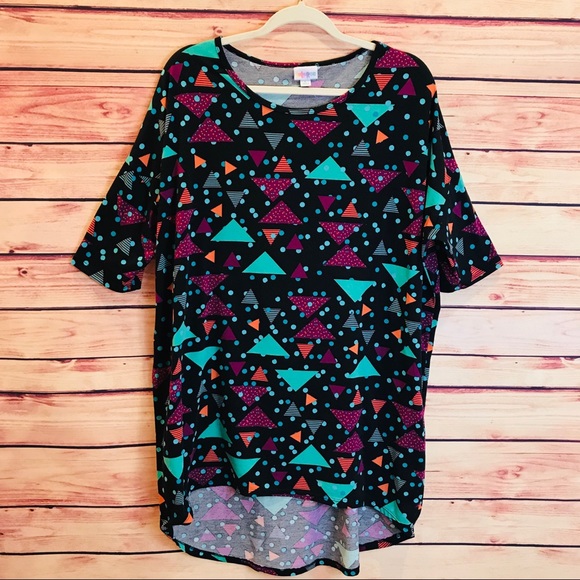 EUC LuLaRoe Black Graphic Printed Irma Tunic - Picture 2 of 5